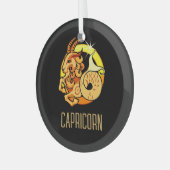 Bruin en goud Steenbok sterrenbeeld zwart Glas Ornament (Voorkant links)