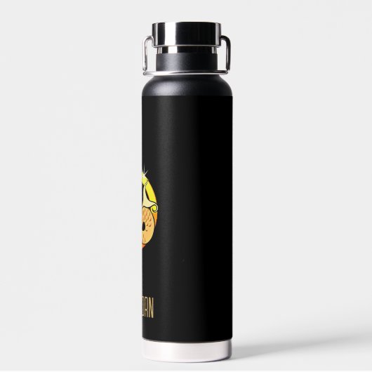 Bruin en goud Steenbok sterrenbeeld zwart Waterfles (Achterkant)