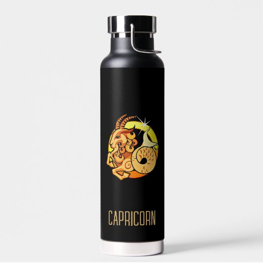 Bruin en goud Steenbok sterrenbeeld zwart Waterfles (Links)