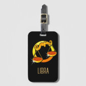 Bruin en goud Weegschaal sterrenbeeld zwart Bagagelabel (Voorkant (verticaal))