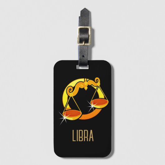 Bruin en goud Weegschaal sterrenbeeld zwart Bagagelabel (Voorkant (verticaal))