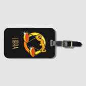 Bruin en goud Weegschaal sterrenbeeld zwart Bagagelabel (Voorkant (horizontaal))