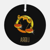 Bruin en goud Weegschaal sterrenbeeld zwart Glas Ornament (Achterkant)