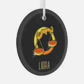 Bruin en goud Weegschaal sterrenbeeld zwart Glas Ornament (Voorkant Rechts)