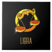 Bruin en goud Weegschaal sterrenbeeld zwart Tegeltje (Voorkant)