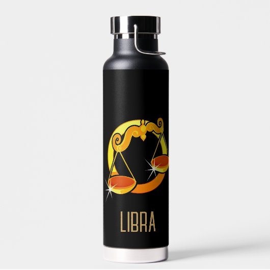 Bruin en goud Weegschaal sterrenbeeld zwart Waterfles (Links)