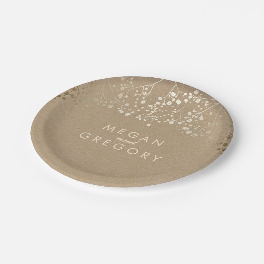 Bruin en gouden babybruid papieren bordje (Gekanteld)