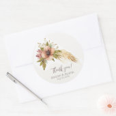 Bruin en gouden Floral Weddenschap Hartelijk dank Ronde Sticker (Envelop)