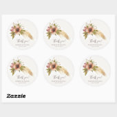 Bruin en gouden Floral Weddenschap Hartelijk dank Ronde Sticker (Vel)