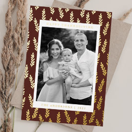 Bruin- en gouden foliage Foto-Thanksgiving Folie Feestdagenkaart