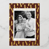 Bruin- en gouden foliage Foto-Thanksgiving Folie Feestdagenkaart (Voorkant)