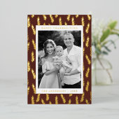 Bruin- en gouden foliage Foto-Thanksgiving Folie Feestdagenkaart (Staand Voorkant)