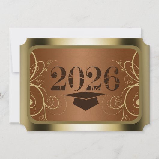 Bruin en Gouden Kader Afstuderen Kaart (Voorkant)