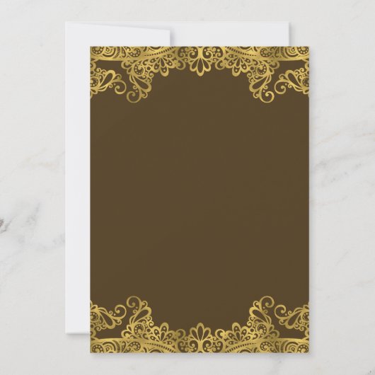 Bruin- en goudhonk Elegant Wedding Kaart (Achterkant)