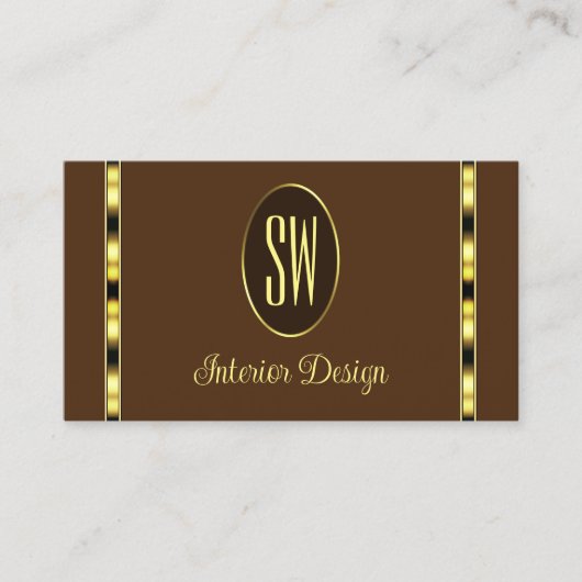 Bruin en goudkleurig decor met Monogram Profession Visitekaartje (Voorkant)