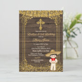 Bruin- en goudMexicaanse charro-baptisme en derde Kaart (Staand voorkant)