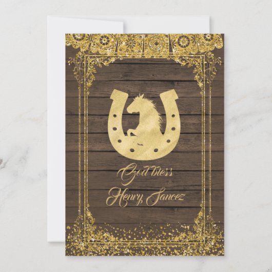 Bruin- en goudMexicaanse charro-baptisme en derde Kaart (Achterkant)