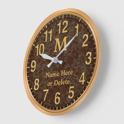 Bruin en goudmonogrammen - Persoonlijke klok (Hoek)