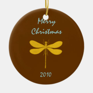 Bruin en goudvlieg keramisch ornament
