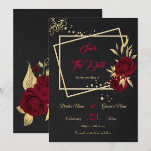 bruin en goudzwart save the date