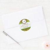 Bruin en Green Damask Monogram Wedding Sticker (Envelop)