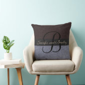 Bruin en grijs Elegant Monogram Wedding Kussen (Stoel)