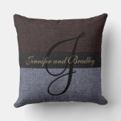 Bruin en grijs Elegant Monogram Wedding Kussen (Achterkant)