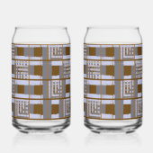 Bruin en grijs geruit groot glas (Links)