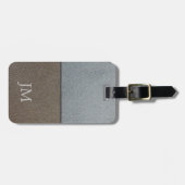 Bruin en grijs lederen textuur klantontwerp bagagelabel (Voorkant horizontaal)