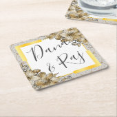 Bruin en grijs met gouden Floral Kartonnen Onderzetters (Schuin)