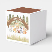 Bruin en groen bosdieren Baby shower Bedankdoosjes (Achterkant)