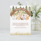 Bruin en groen bosdieren Baby shower Bedankkaart (Staand voorkant)