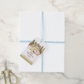 Bruin en groen bosdieren Baby shower Cadeaulabel (Met Touw)