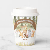 Bruin en groen bosdieren Baby shower Papieren Bekers (Achterkant)
