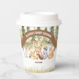 Bruin en groen bosdieren Baby shower Papieren Bekers