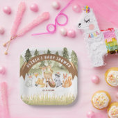 Bruin en groen bosdieren Baby shower Papieren Bordje (Feest)
