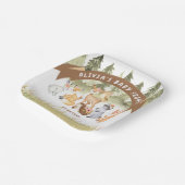 Bruin en groen bosdieren Baby shower Papieren Bordje (Gebogen)