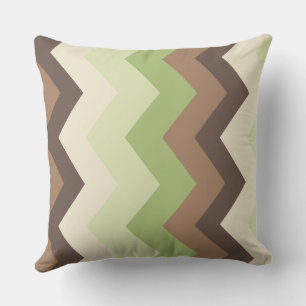 Bruin en groen chevron Patroon Kussen