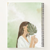 Bruin en Groen Esthetisch Waterverf Meisje Hoesje Notitieboek (Achterkant)