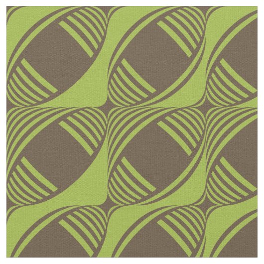 Bruin en groen Funky Mid-Century Modern Pattern Stof (Close Up)