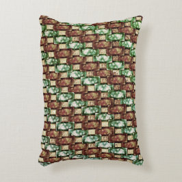Bruin en groen gevlekt, rechthoekige stukken met e accent kussen