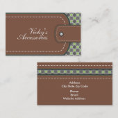 Bruin en groen leder, uiterlijk en patroon visitekaartje (Voorkant / Achterkant)