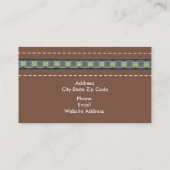 Bruin en groen leder, uiterlijk en patroon visitekaartje (Achterkant)