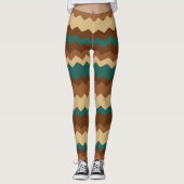 Bruin en groen najaar Zigzag Stripe Leggings (Voorkant)