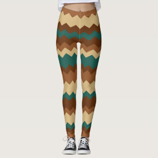 Bruin en groen najaar Zigzag Stripe Leggings