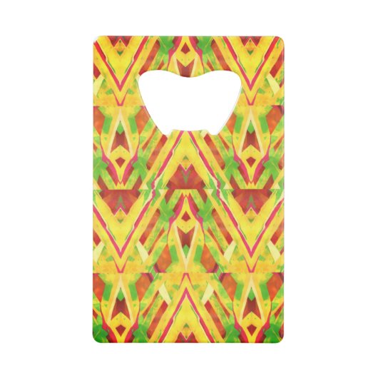 Bruin en groen patroon creditkaart flessenopener (Voorkant)