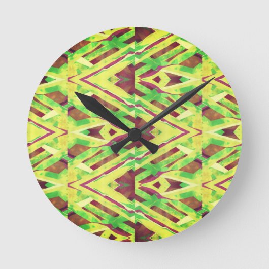 Bruin en groen patroon ronde klok (Voorkant)