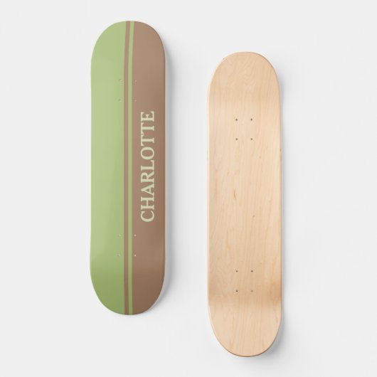 Bruin en groen persoonlijk skateboard (Voorkant)