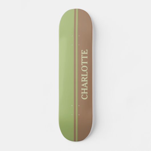 Bruin en groen persoonlijk skateboard (Voorkant)