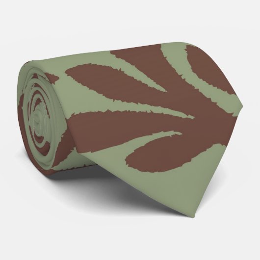 Bruin en Groen Plant Branches Stropdas (Opgerold)